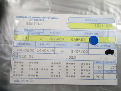 *NEW OEM* 0810 OMC Johnson Evinrude Gasket 336430 0336430