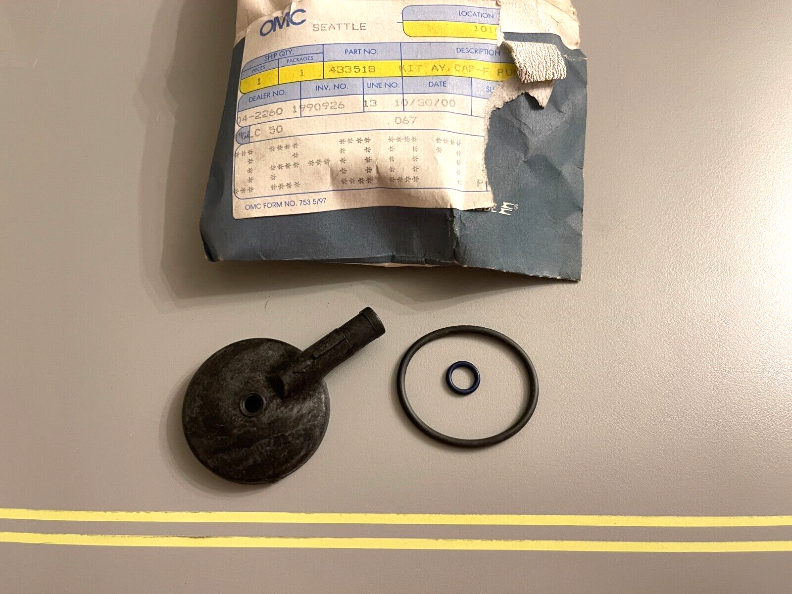 *NEW OEM* 0750 OMC Johnson Evinrude FUEL PUMP CAP KIT 433518 0433518