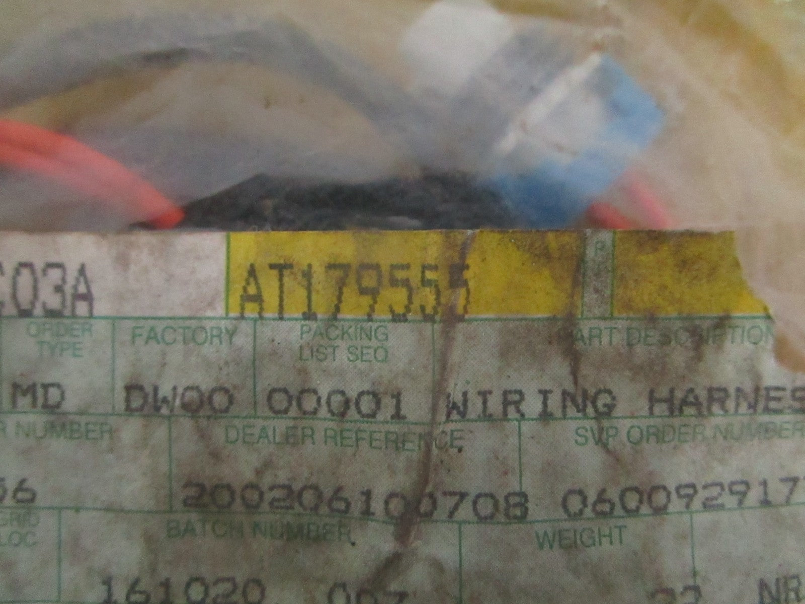 NEW OEM AT179555 John Deere Wiring Harness 0820