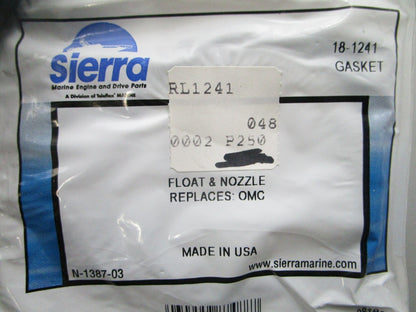 NEW Sierra 18-1241 Gasket Float & Nozzle Replaces: OMC 0810