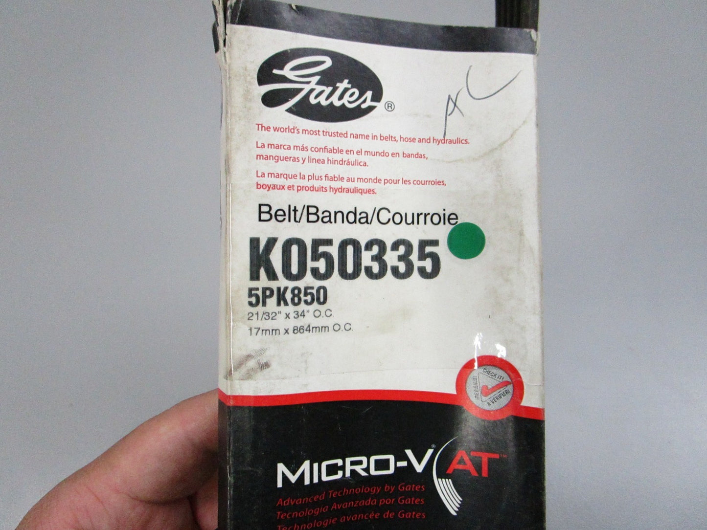 Gates NEW Micro-V Serpentine Belt K050335 5-Rib 34" Jeep Cherokee NOS 0810