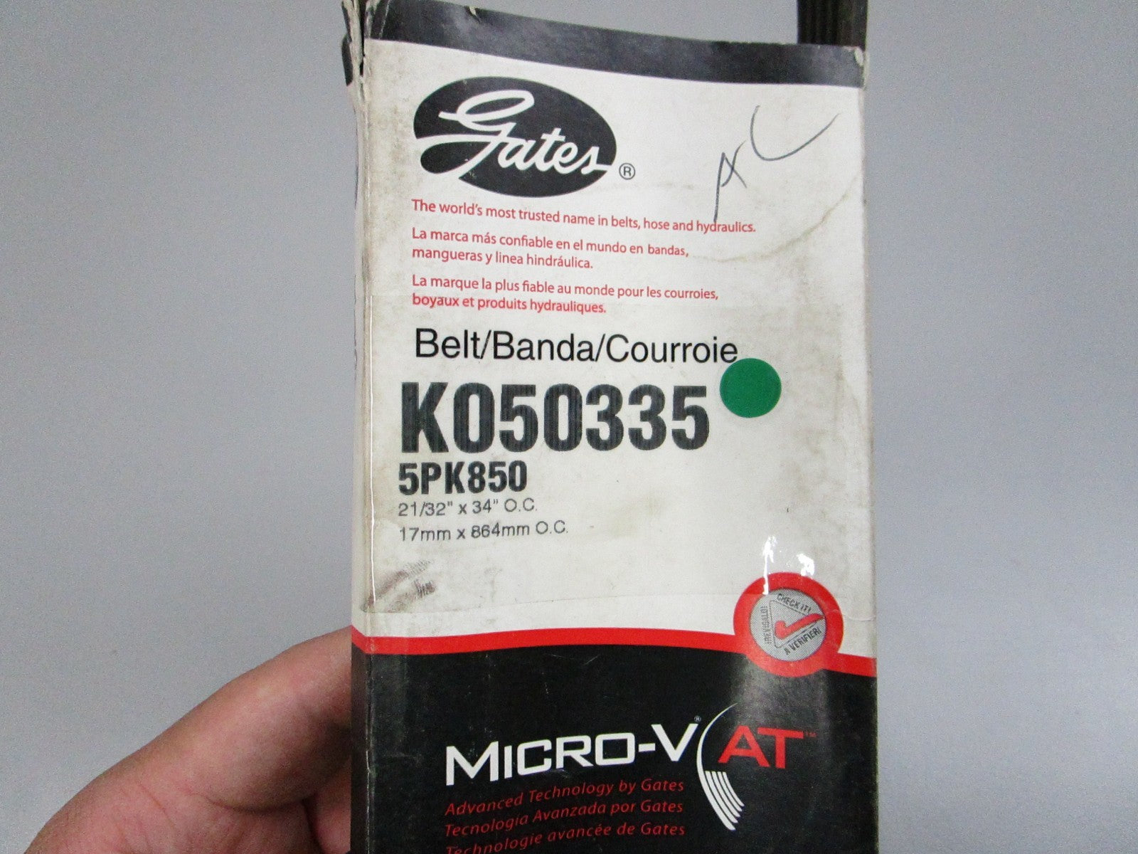 Gates NEW Micro-V Serpentine Belt K050335 5-Rib 34" Jeep Cherokee NOS 0810