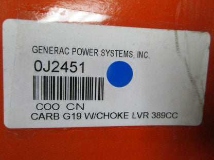 NEW OEM 0J2451 Generac 386CC Carburetor G19 Choke Lever Assembly 0720