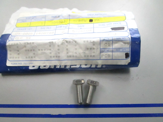 NEW OEM (LOT OF 2) OMC Johnson Evinrude 304024 0304024 Screw 0810