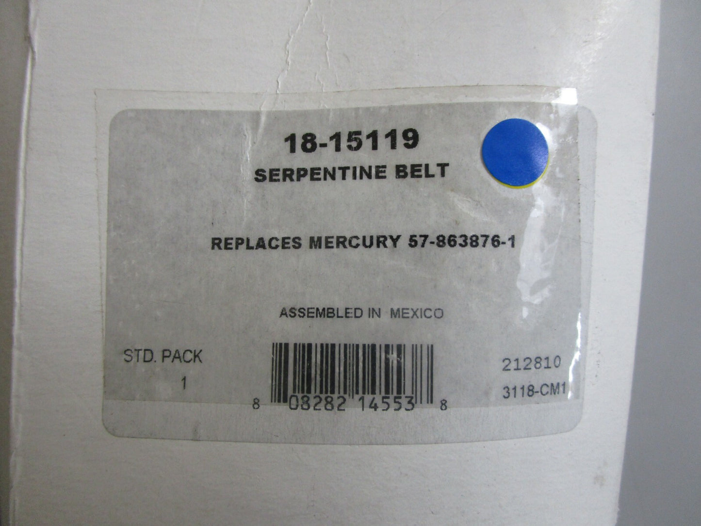 NEW 18-15119 Replaces: Mercury 57-863876-1 Sierra Serpentine Belt 0820