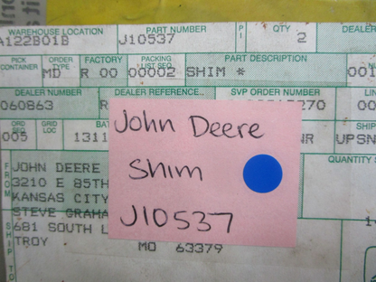 *NEW* 0770 John Deere Shim J10537