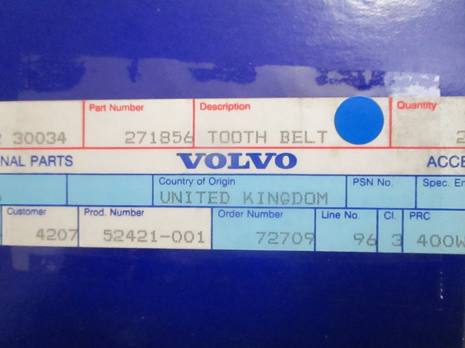 *NEW OEM* 0820 Volvo Penta Tooth Belt 271856