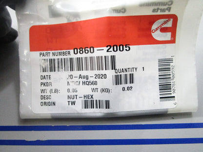 *NEW OEM* 0810 Cummins Hexagon Nut 0860-2005