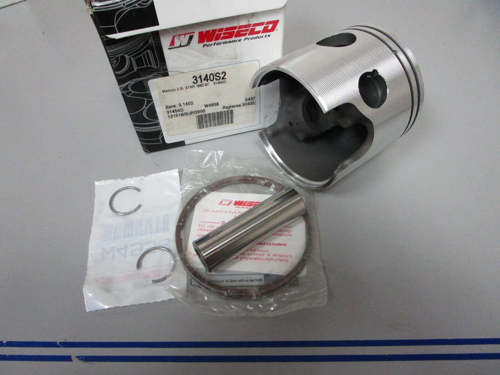 NEW 3140S2 3145KD Replaces: Mercury 92' - 97' 2.0L Wiseco STBD Piston 0720