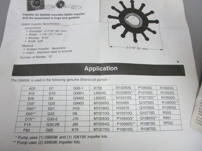NEW OEM 09959K Sherwood Impeller Kit 0720