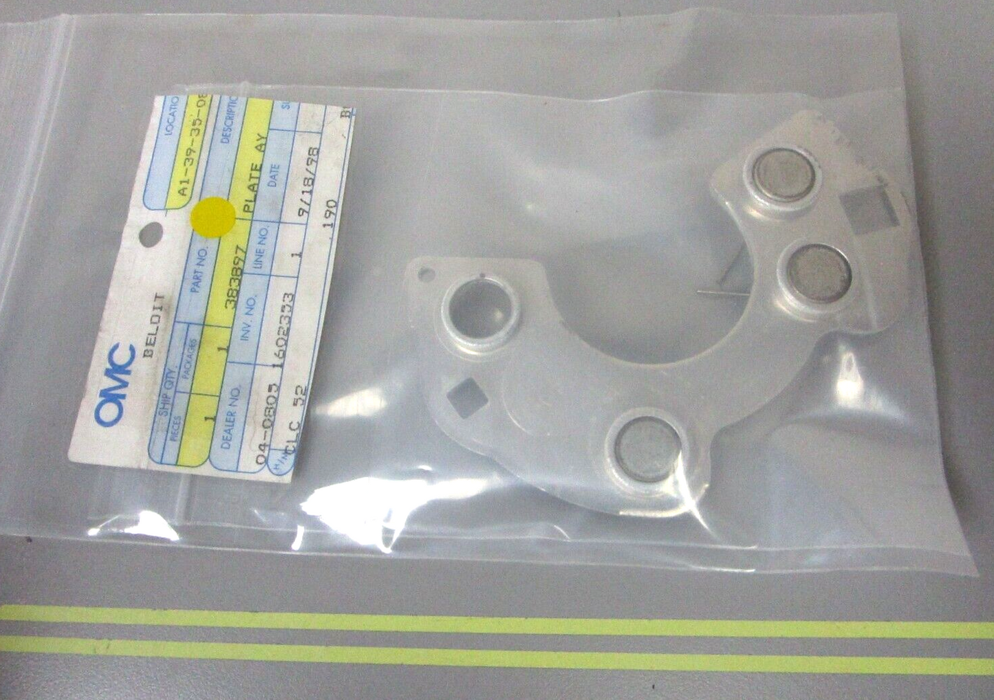 *NEW OEM* 0720 OMC Johnson Evinrude Plate Assembly 383897 0383897