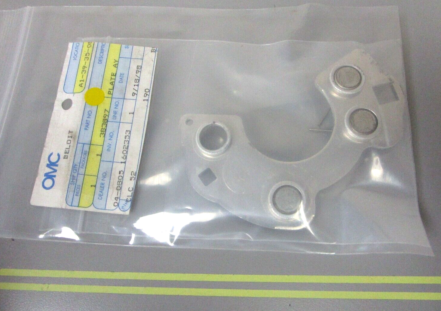 *NEW OEM* 0720 OMC Johnson Evinrude Plate Assembly 383897 0383897