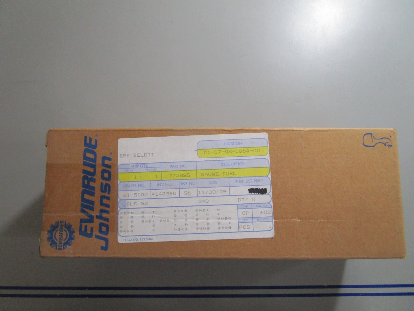 *NEW OEM* 0810 OMC Johnson Evinrude Fuel Gauge 773825 0773825