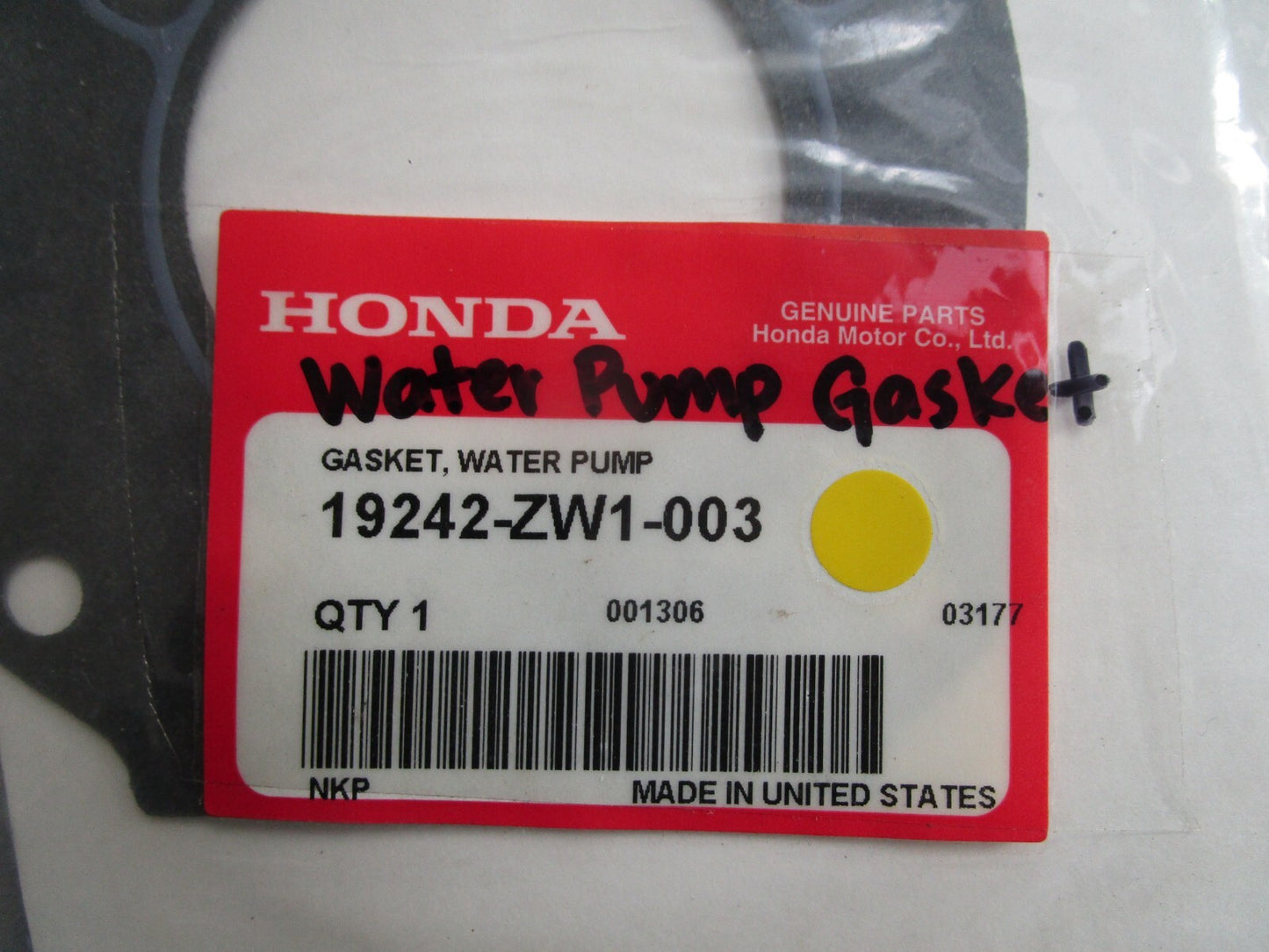 *NEW OEM* 0810 Honda Water Pump Gasket 19242-ZW1-003