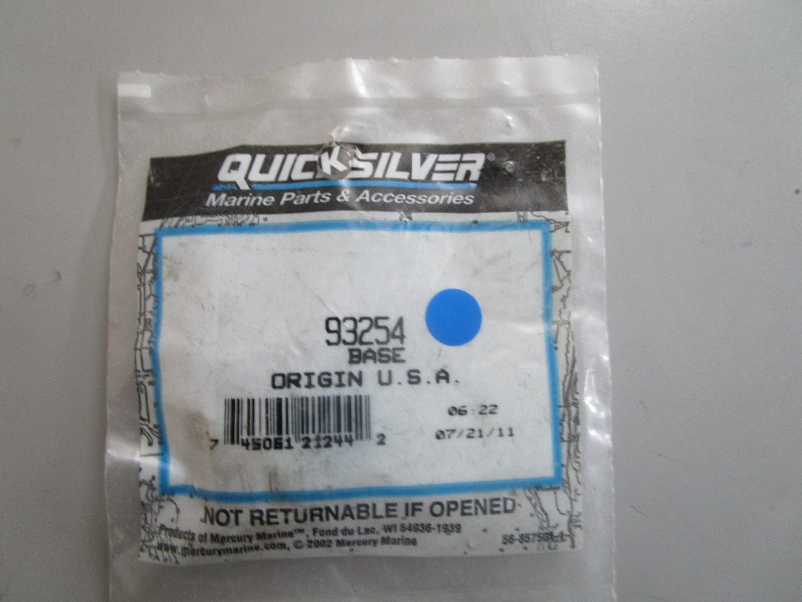 *NEW OEM* 0810 Mercury Quicksilver Base 93254