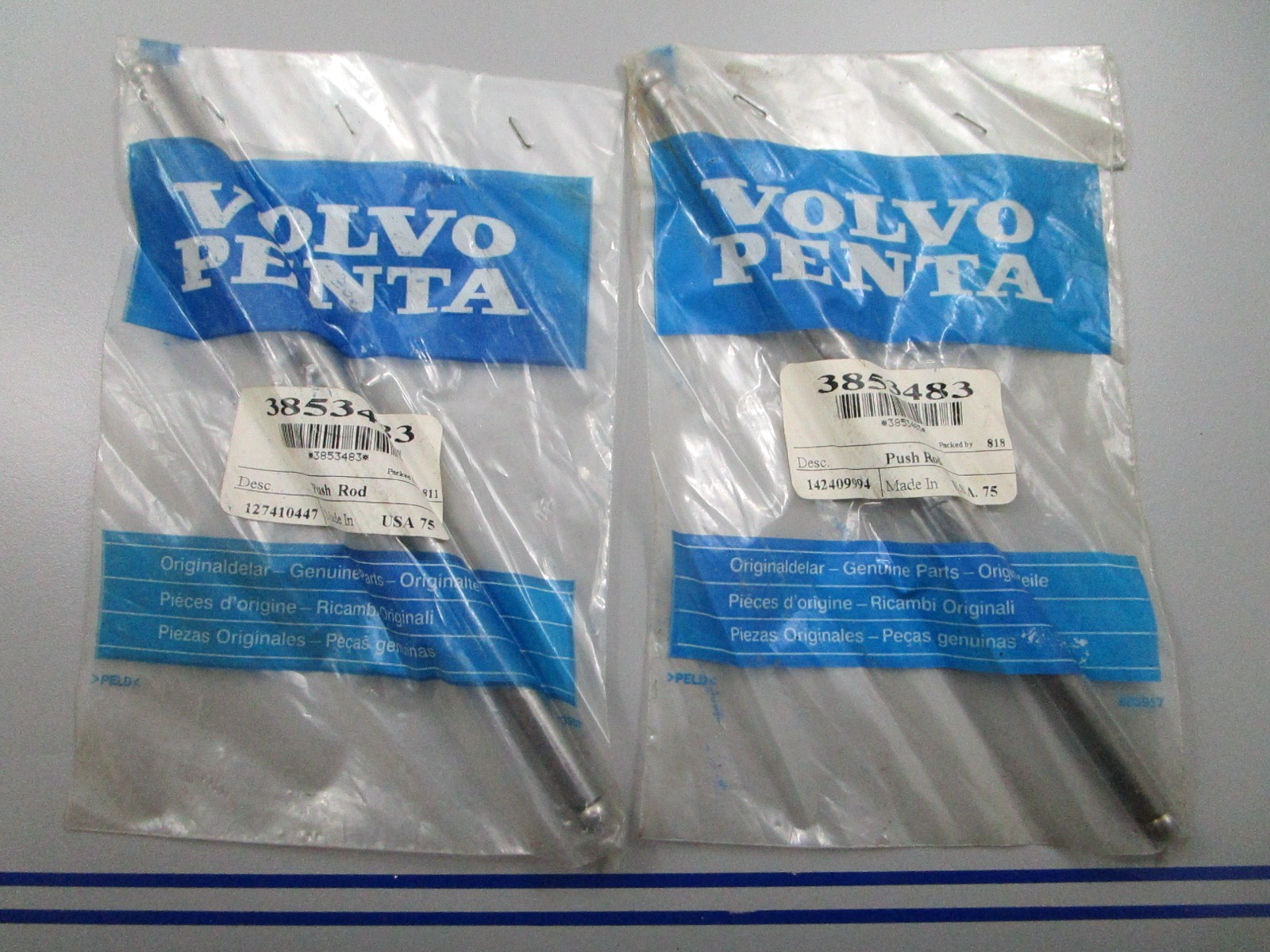*NEW OEM* (LOT OF 2) 0810 Volvo Penta Push Rod 3853483
