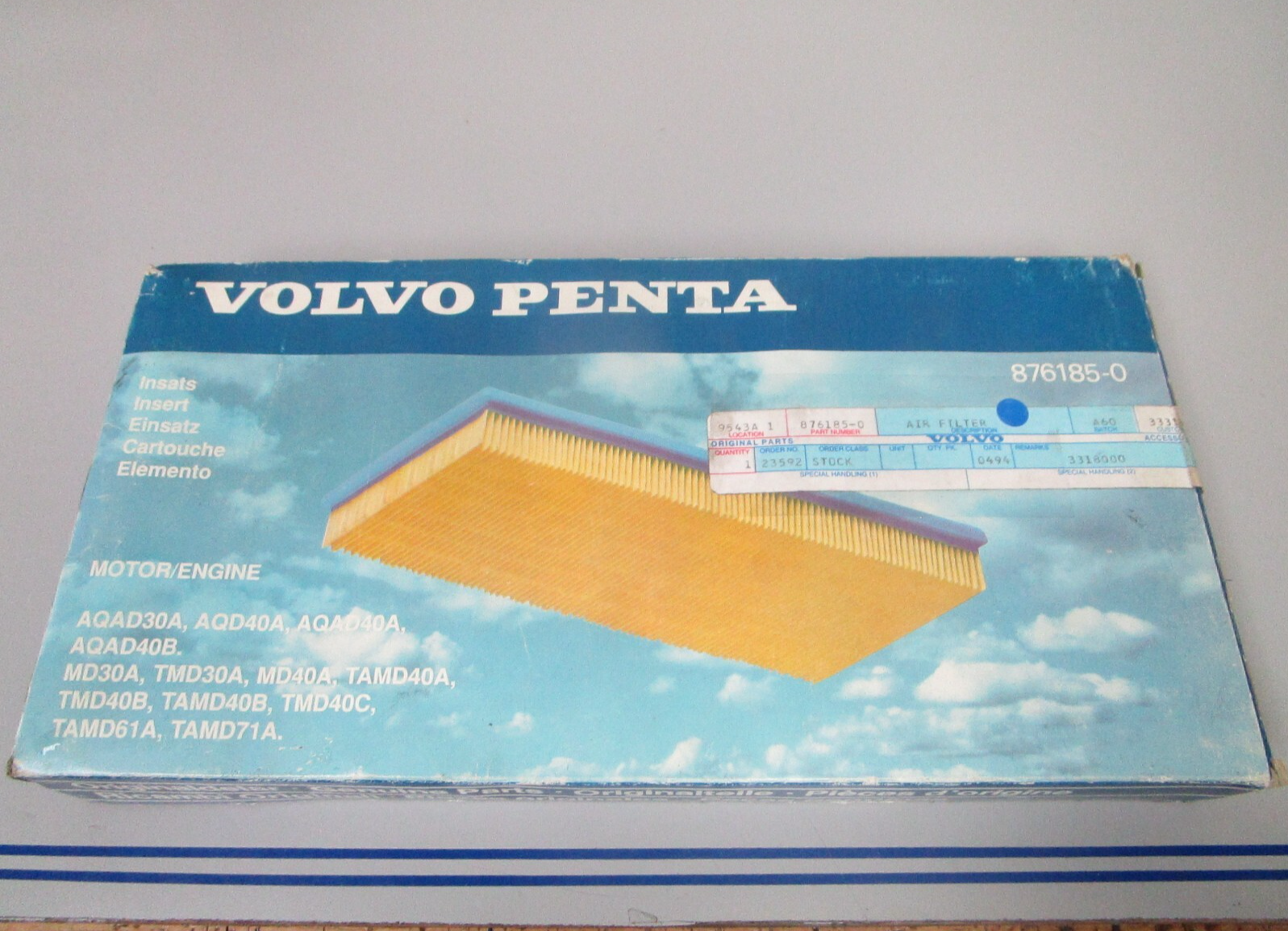 *NEW OEM* 0810 Volvo Penta Air Filter 876185-0