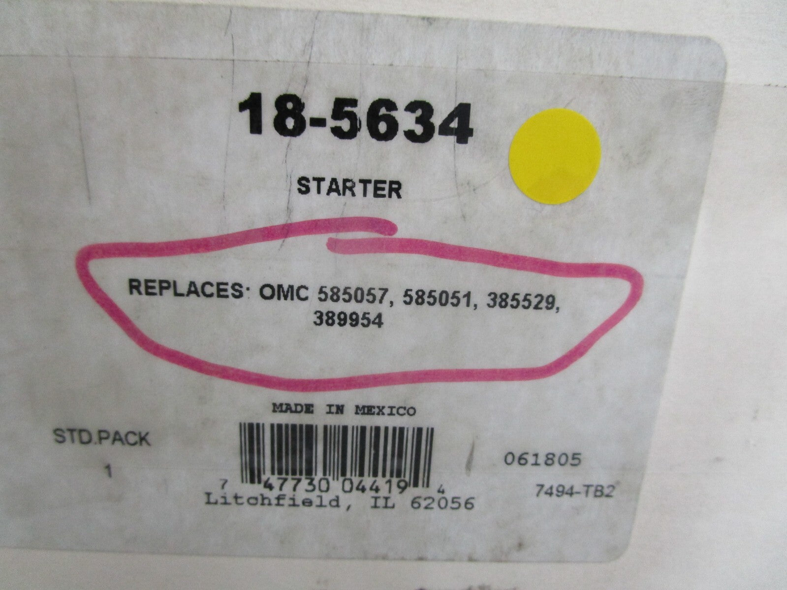 *NEW* 0820 Sierra Starter 18-5634 Replaces: 585057, 585051, 385529, 389954