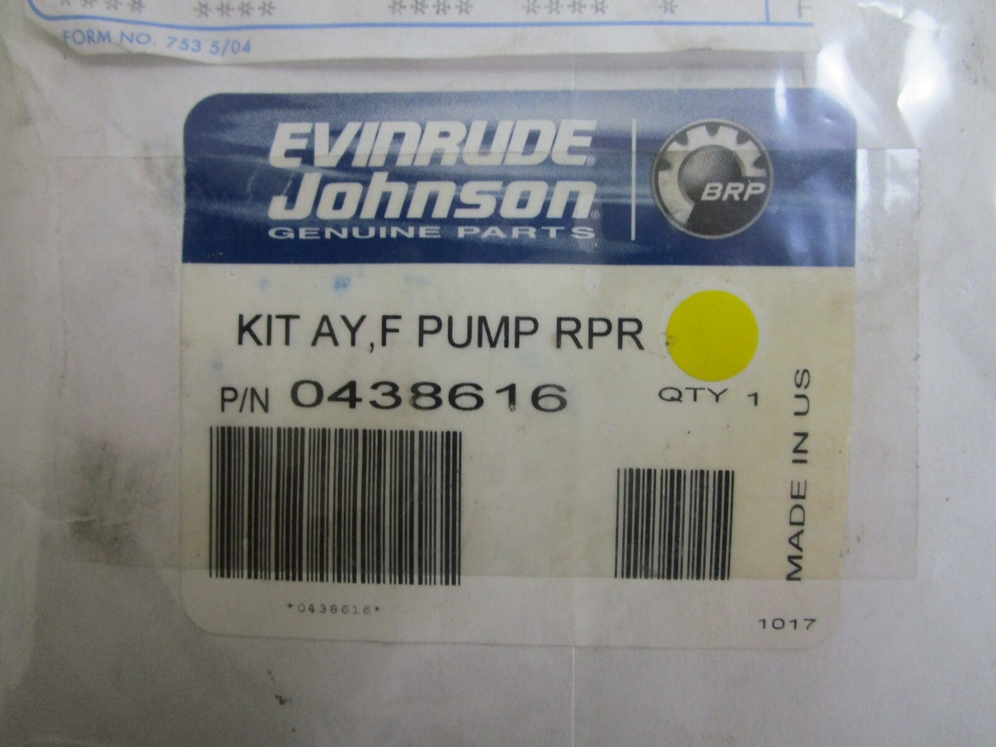 *NEW OEM* 0810 OMC Johnson Evinrude Fiel Pump Repair Kit Ay 438616 0438616