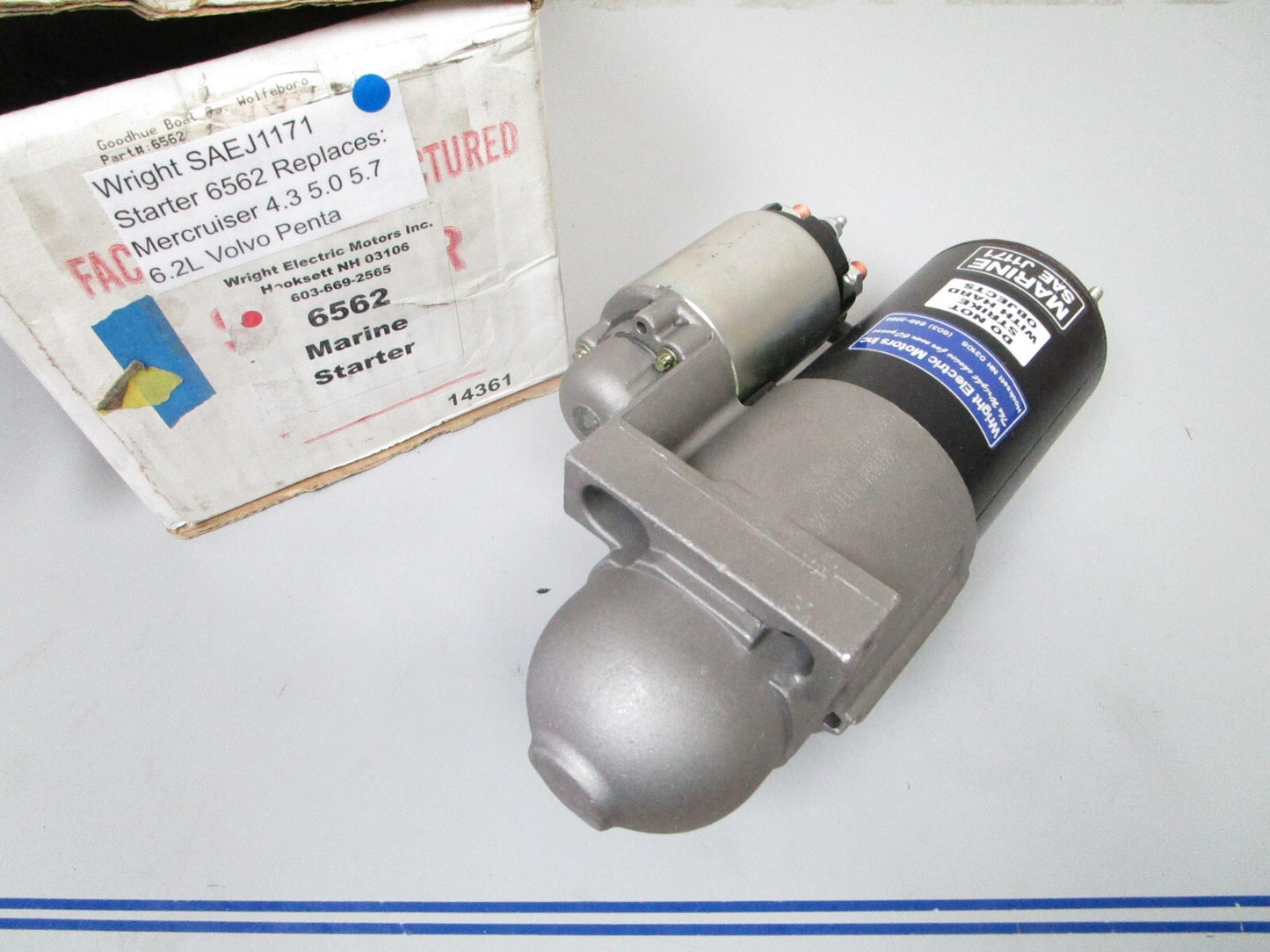 *NEW* 0720 Wright SAEJ1171 Starter 6562 Replace Mercruiser Volvo 4.3 5.0 5.7 6.2