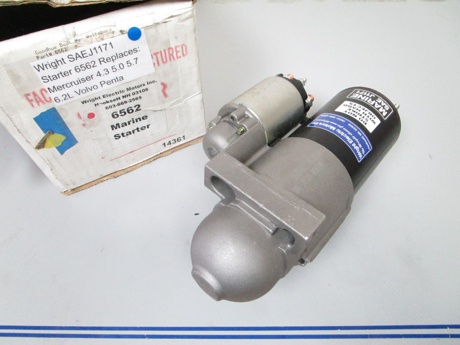 *NEW* 0720 Wright SAEJ1171 Starter 6562 Replace Mercruiser Volvo 4.3 5.0 5.7 6.2