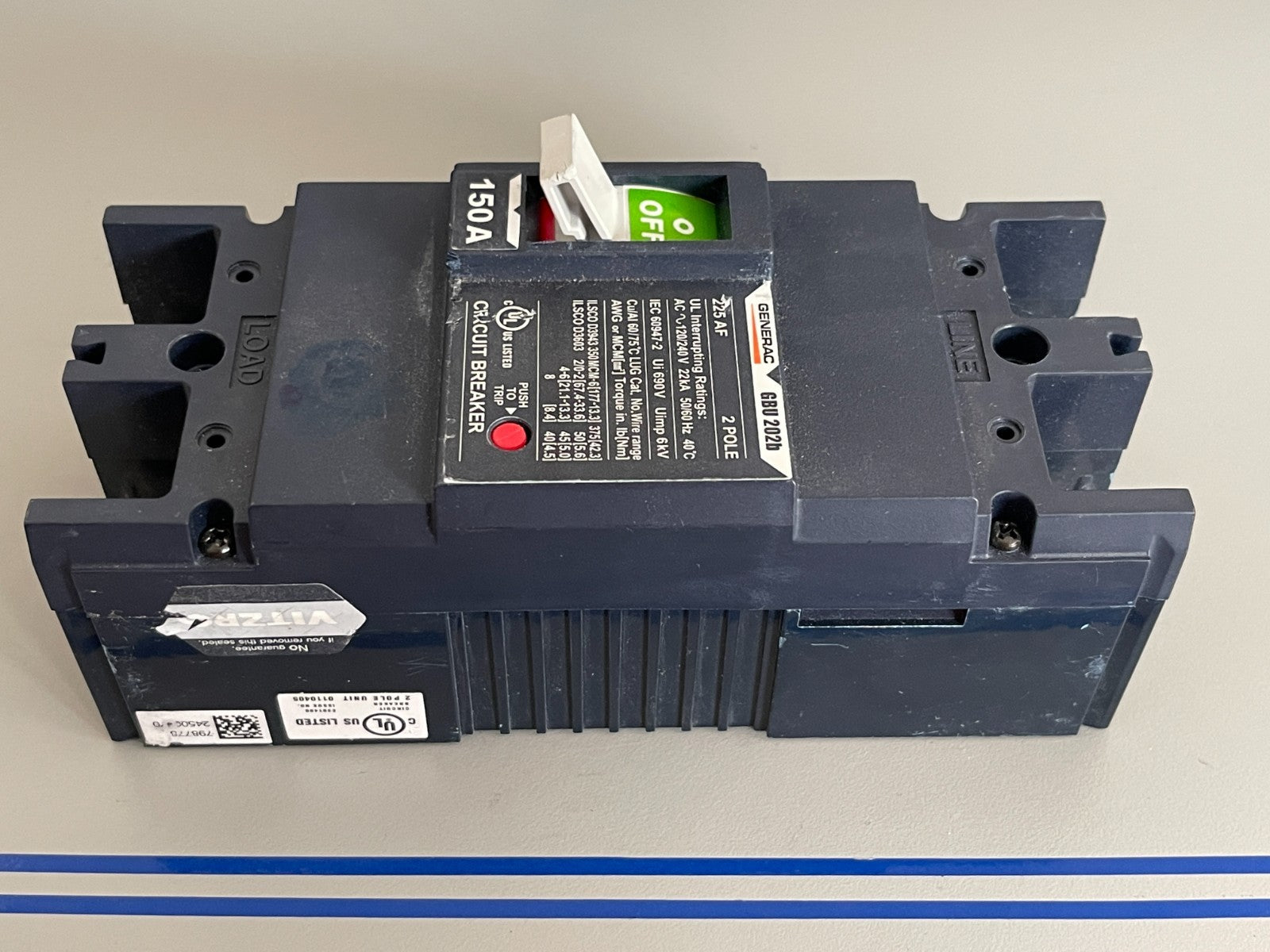 *NEW OEM* 0720 Generac 225AF 150AMP 120/240V 2 Pole Circuit Breaker GBU 202B