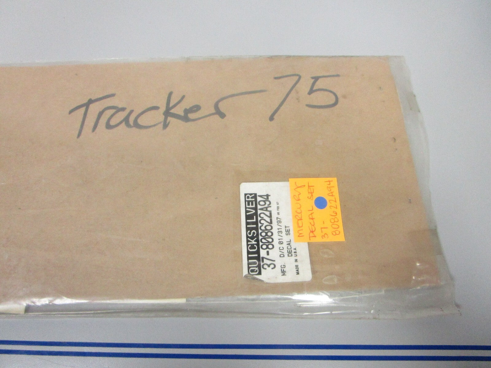 *NEW OEM* 0720 Mercury Quicksilver Tracker 75 Decal Set 37-808622A94