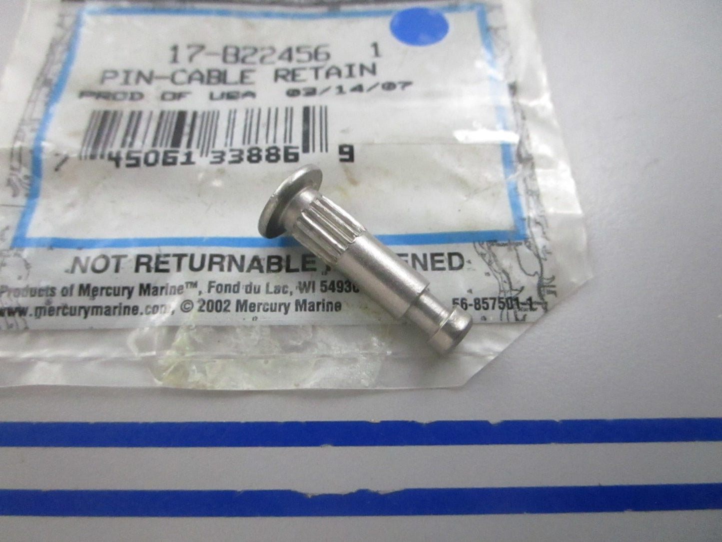 NEW OEM 17-822456 1 Mercury Quicksilver Cable Retain Pin 0810