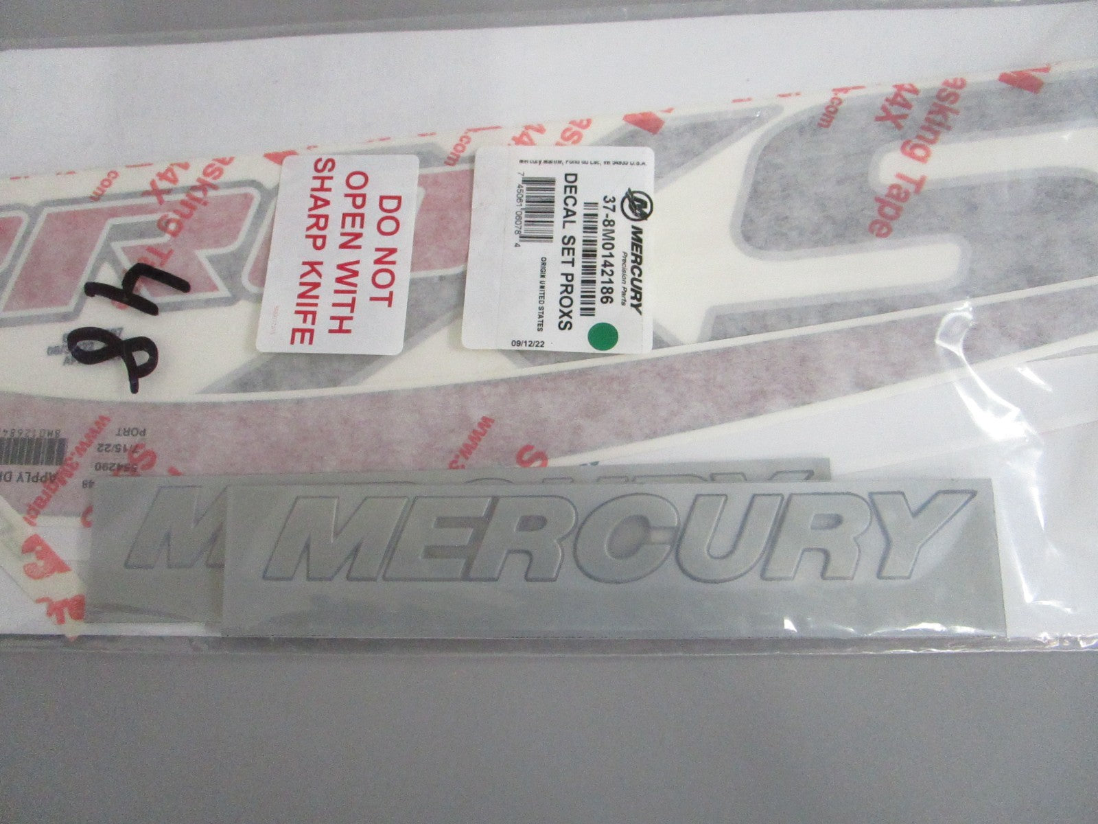 NEW OEM 37-8M0142186 Mercury Quicksilver Decal Set 0820