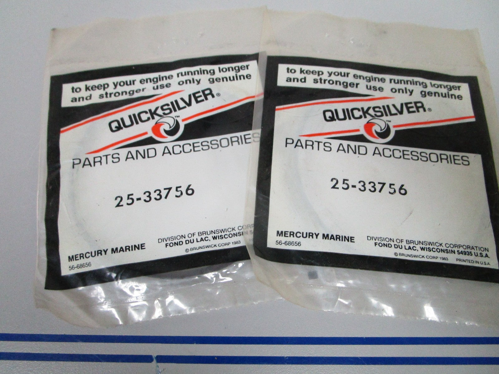 NEW OEM (LOT OF 2) 25-33756 Mercury Quicksilver O-Ring 0810