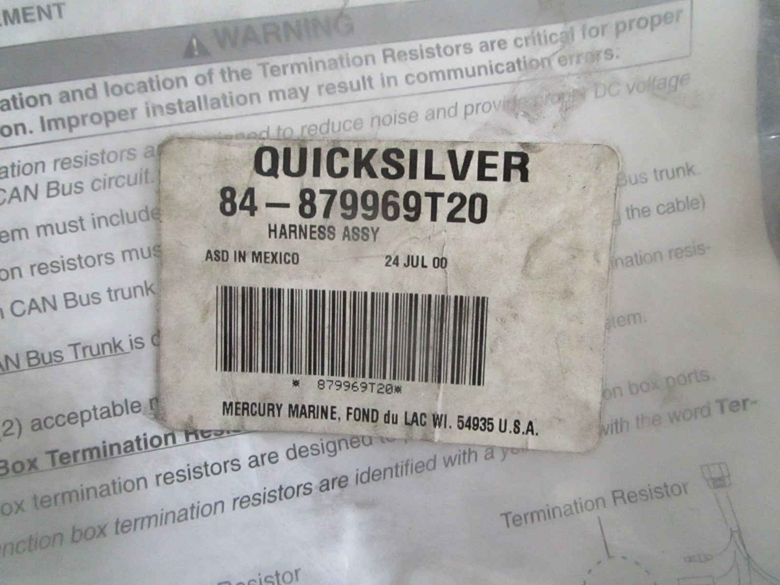 NEW OEM 84-879969T20 Mercury Quicksilver Harness Assy 0820