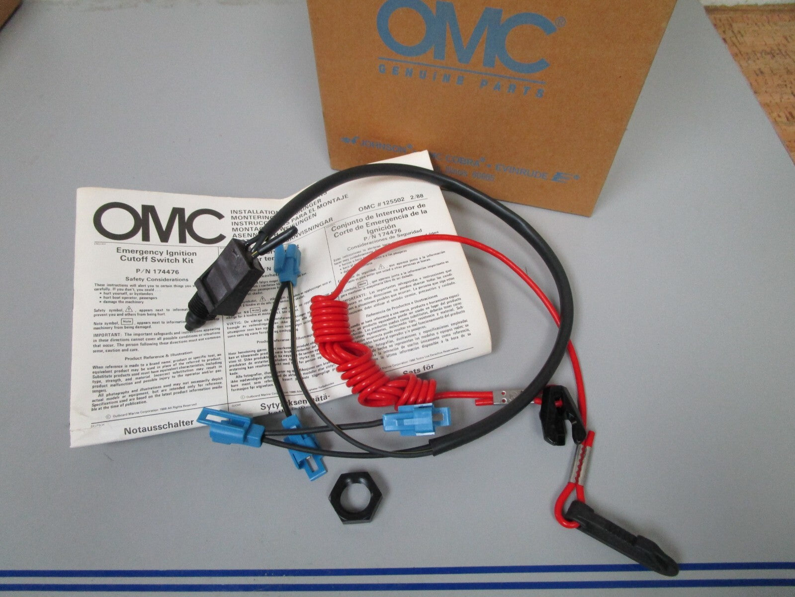 *NEW OEM* 0720 OMC Johnson Evinrude Stop Switch Kit 174476 0174476