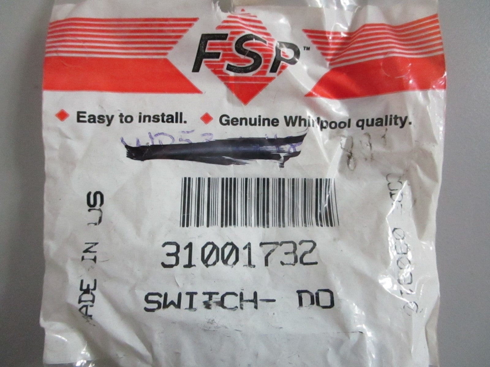 NEW OEM 31001732 Whirlpool FSP Dryer Door Switch 0820