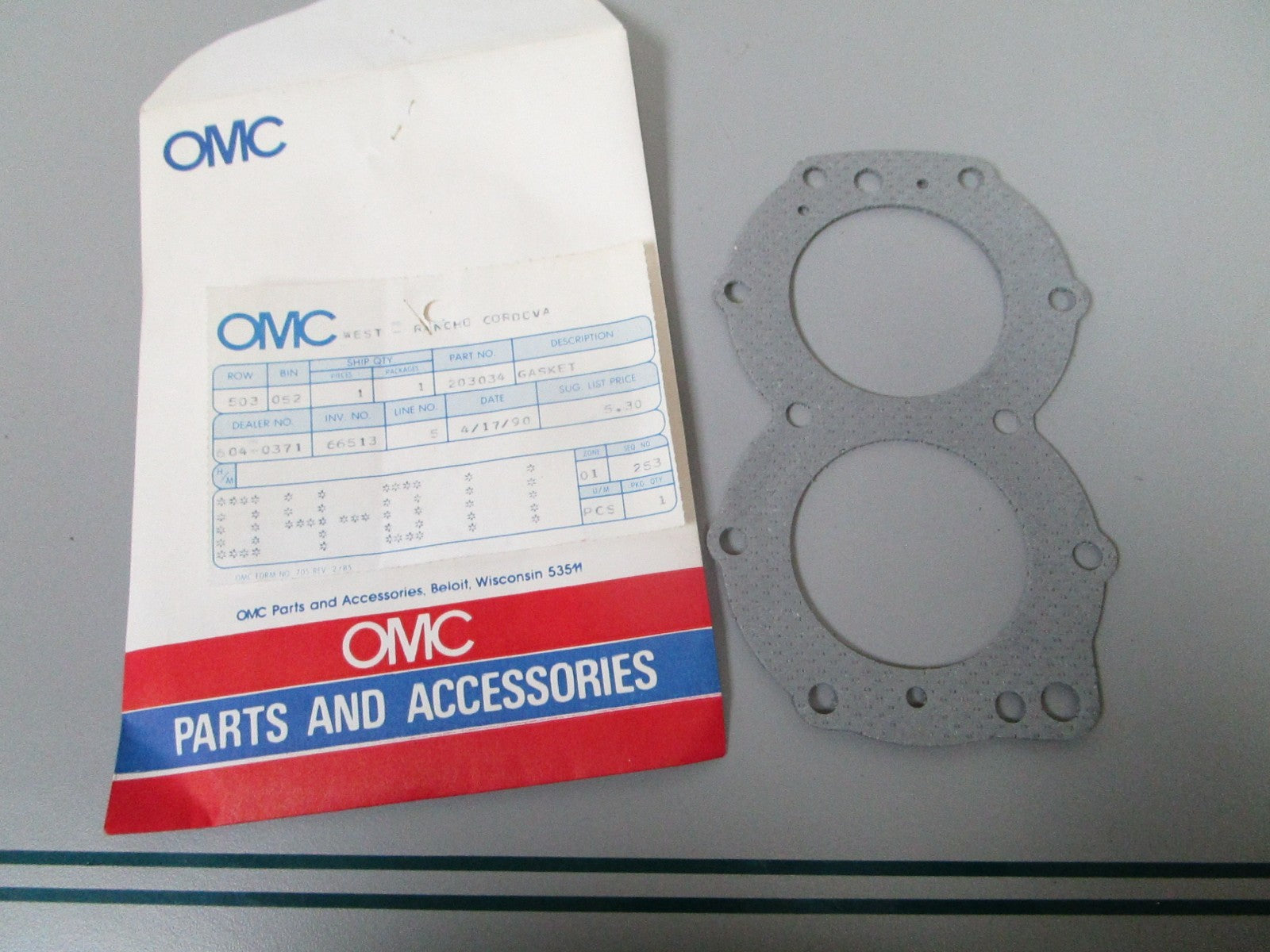 NEW OEM 203034 0203034 OMC Johnson Evinrude Cylinder Head Gasket 0810