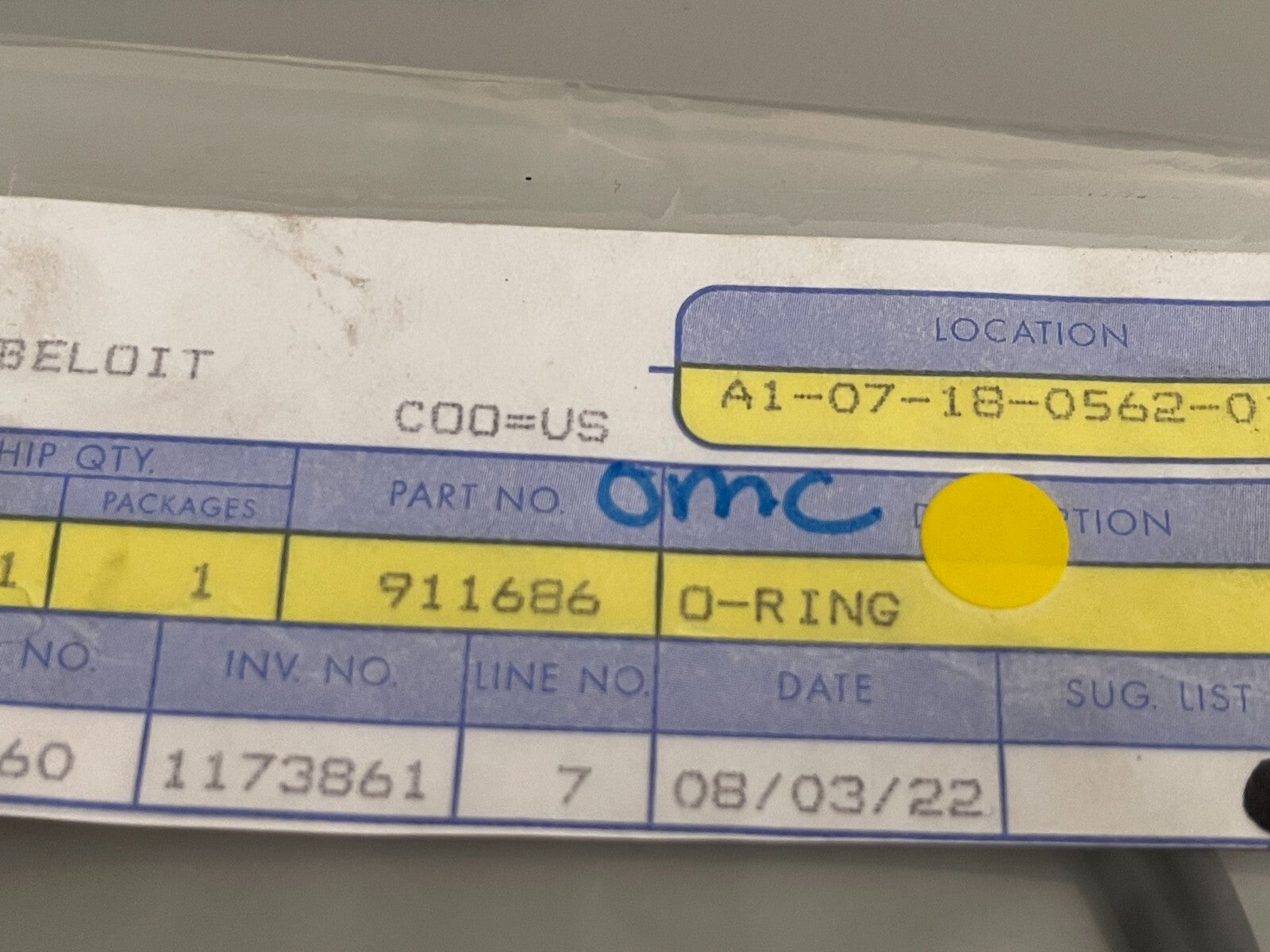 *NEW OEM* 0810 OMC Johnson Evinrude O-Ring 911686 0911686