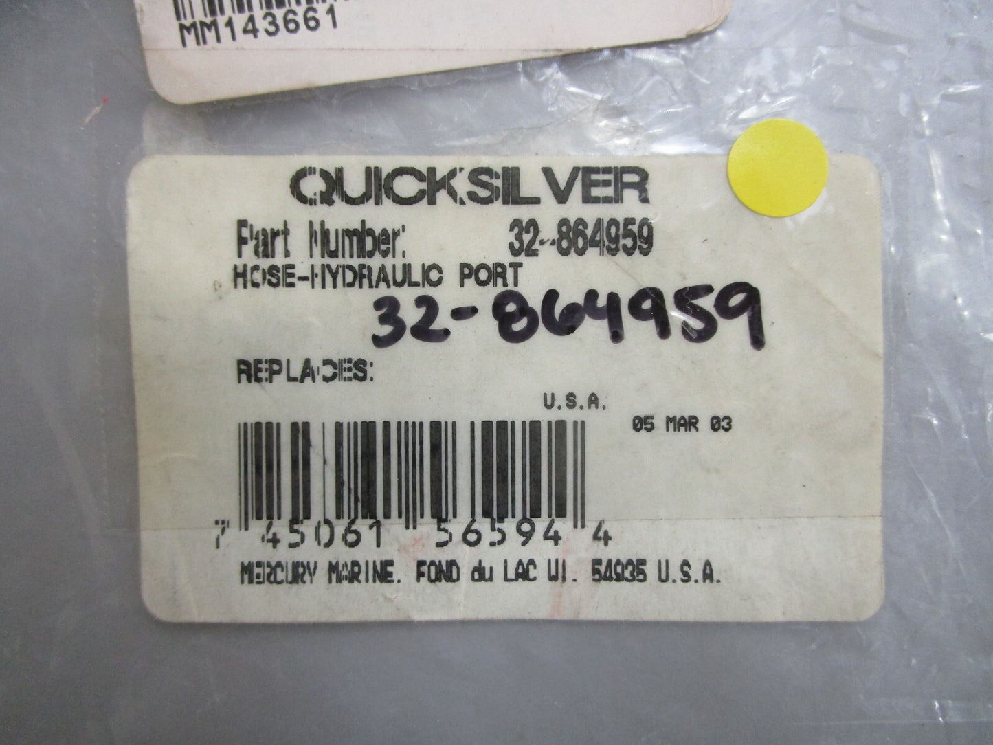 *NEW OEM* 0810 Mercury Quicksilver Hydraulic Port Hose 32-864959