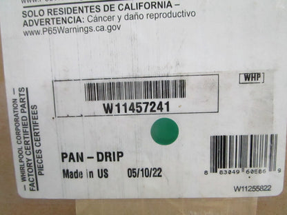 Whirlpool NEW OEM Refrigerator Evaporator Drip Pan W11457241 NOS Factory Part 08