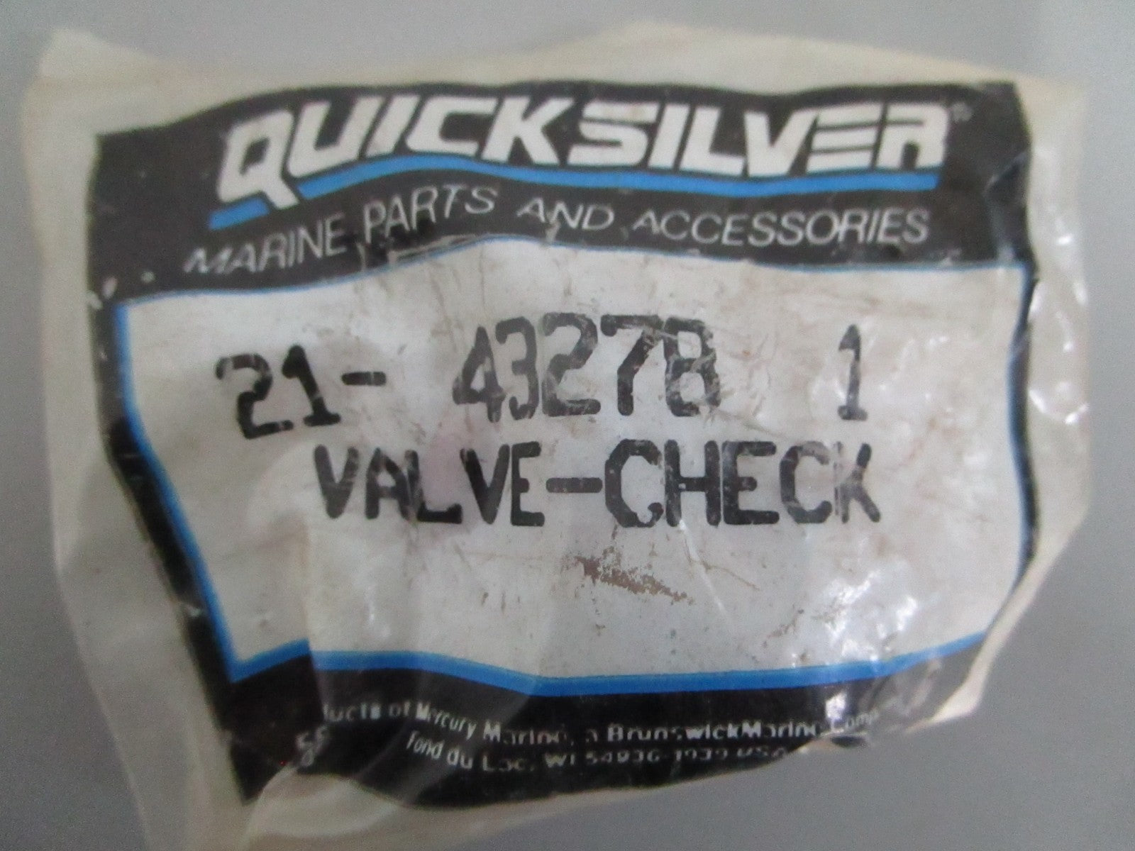 NEW OEM 21-43278 1 Mercury Quicksilver Check Valve 0820