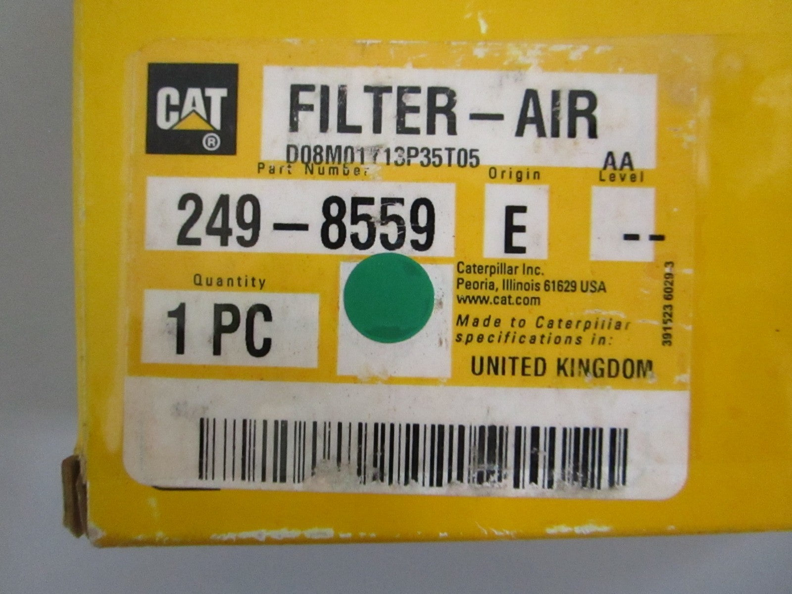 Caterpillar CAT 249-8559 Standard Efficiency Cabin Air Filter NEW OEM 0820