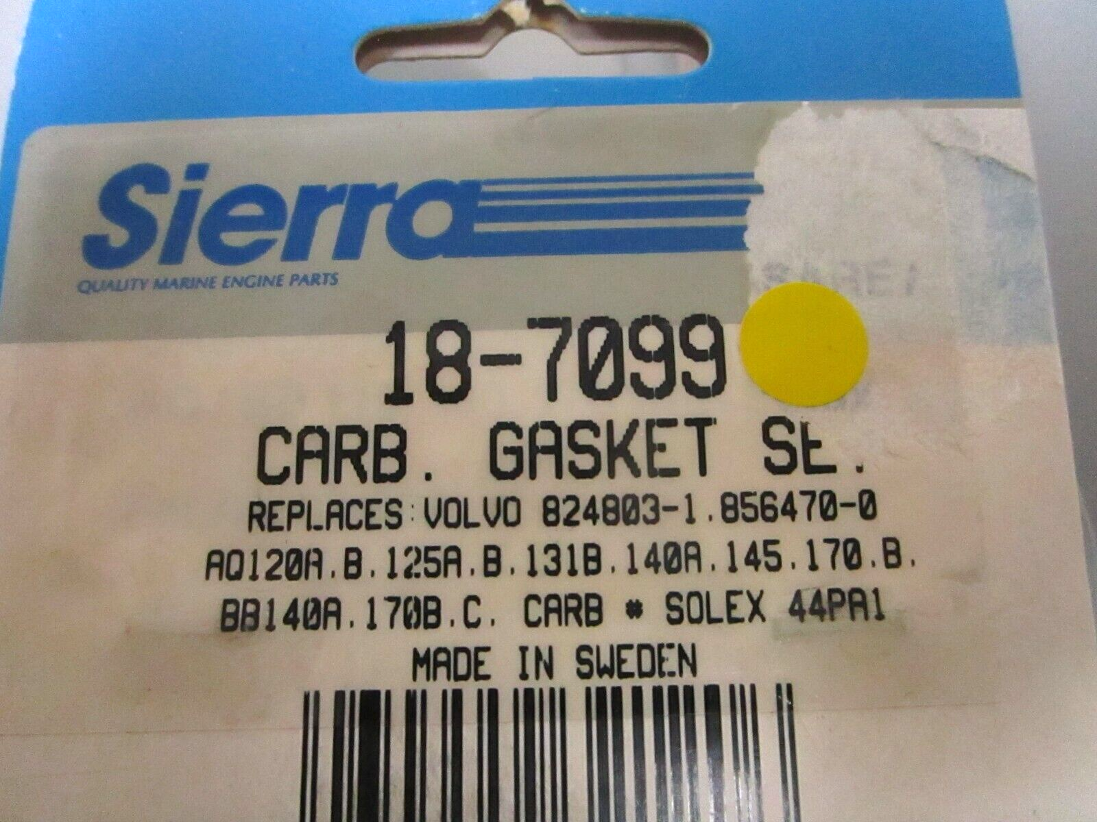 *NEW* 0750 Sierra CARB GASKET SET 18-7099 Replaces Volvo 824803-1, 856470-0
