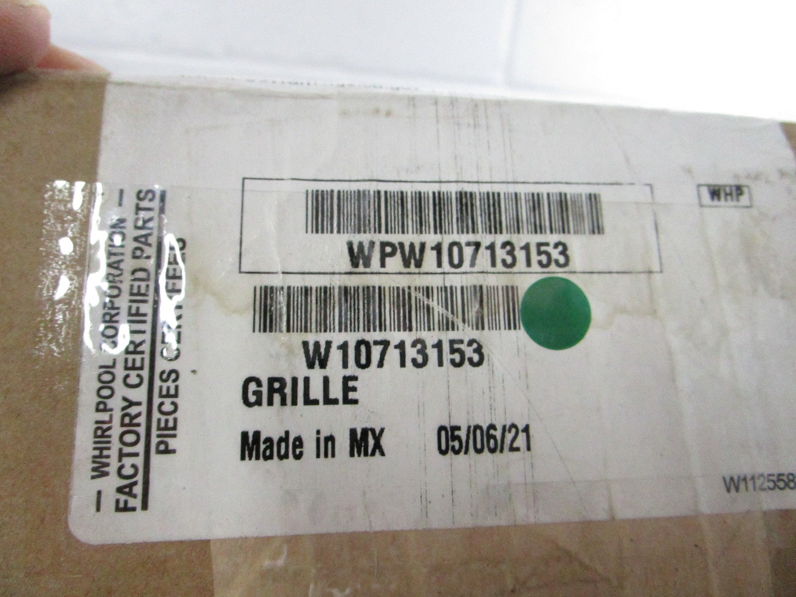 NEW OEM WPW10713153 Whirlpool Grille 0810
