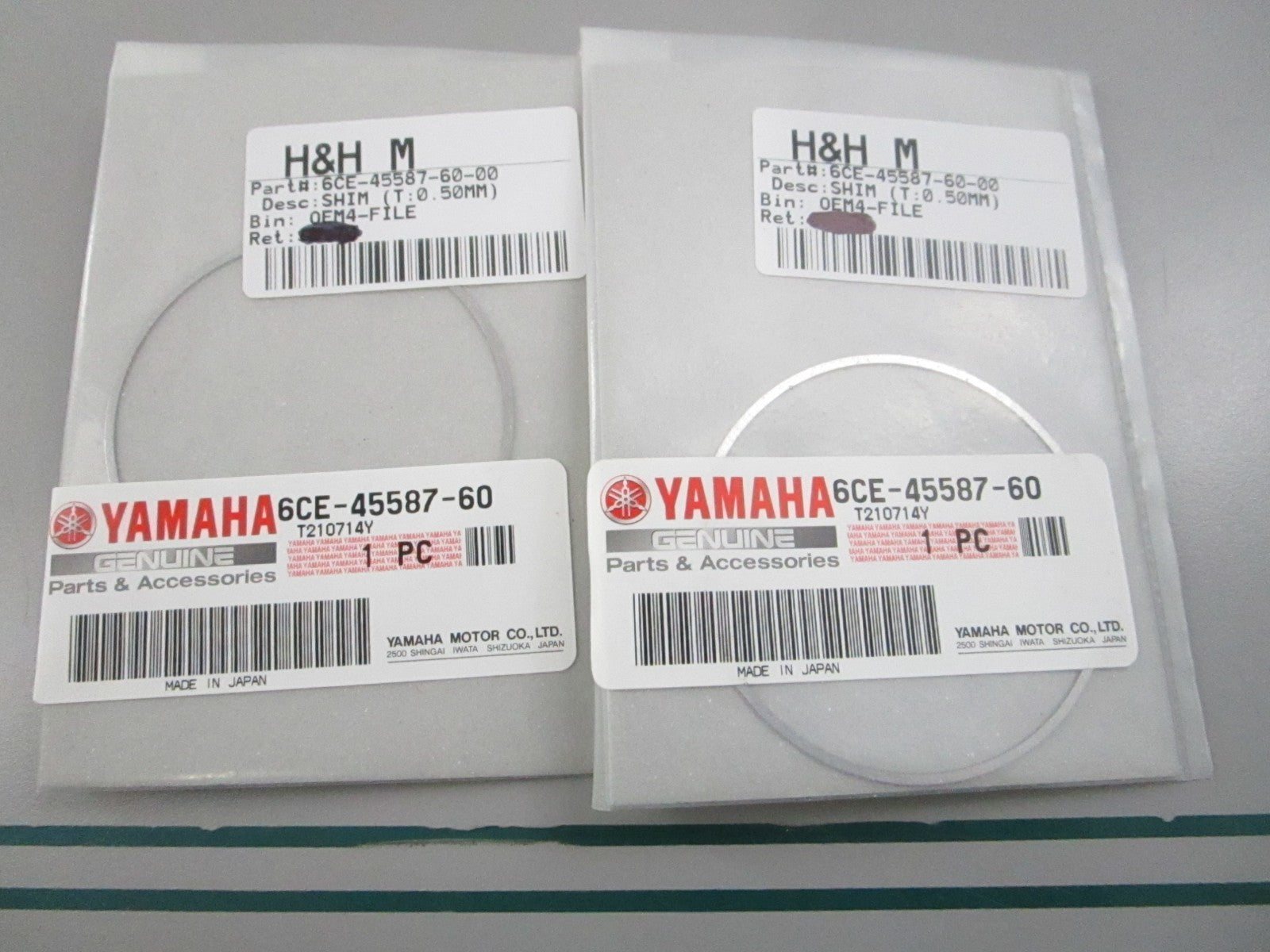 NEW OEM (LOT OF 2) 6CF-45587-60-00 Yamaha (T:0.50mm) Shim 0810