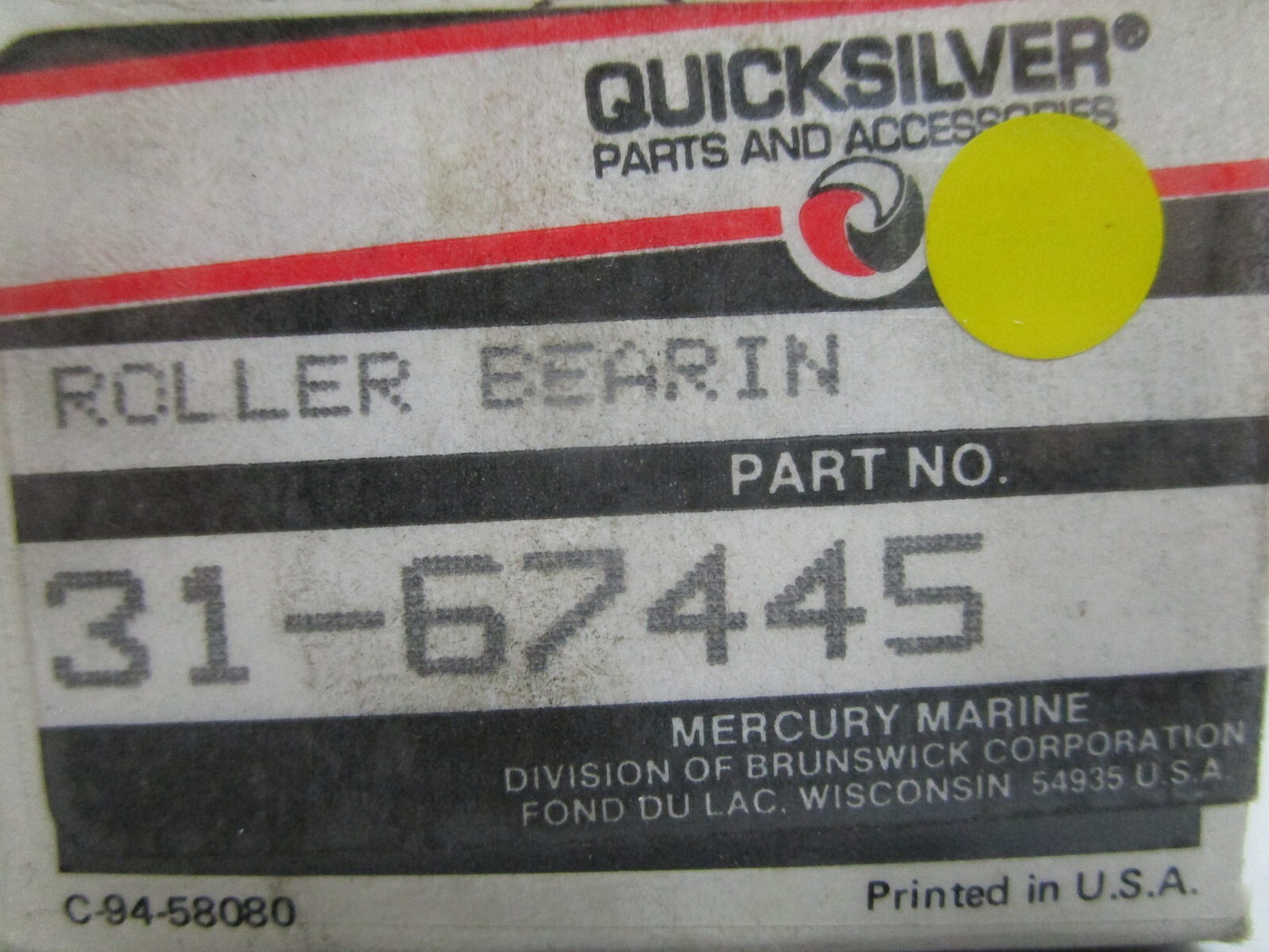 *NEW OEM* 0810 Mercury Quicksilver Roller Bearing 31-67445