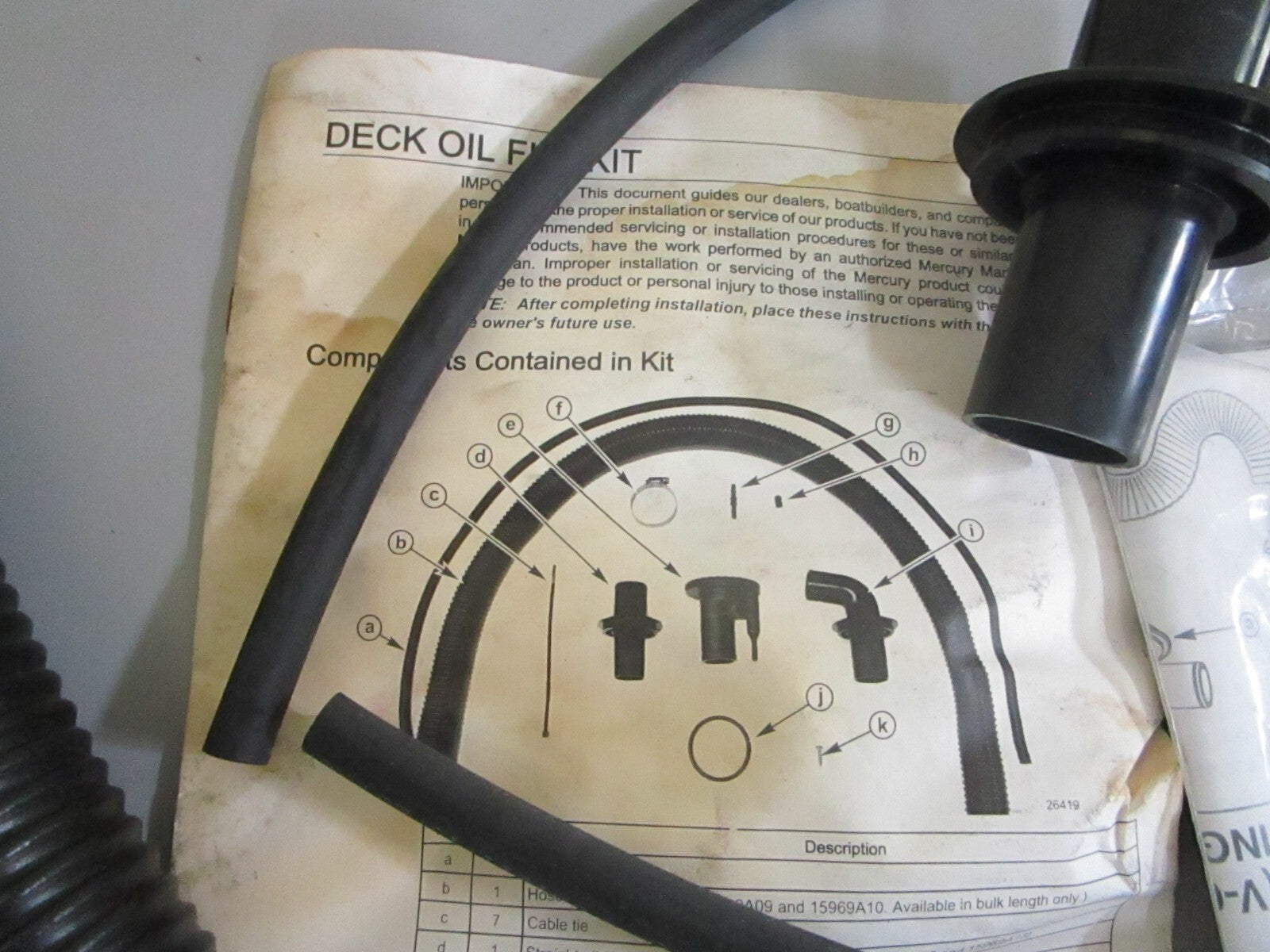 *NEW OEM* 0820 Mercury Quicksilver Oil Deck Fill Kit 15969A09