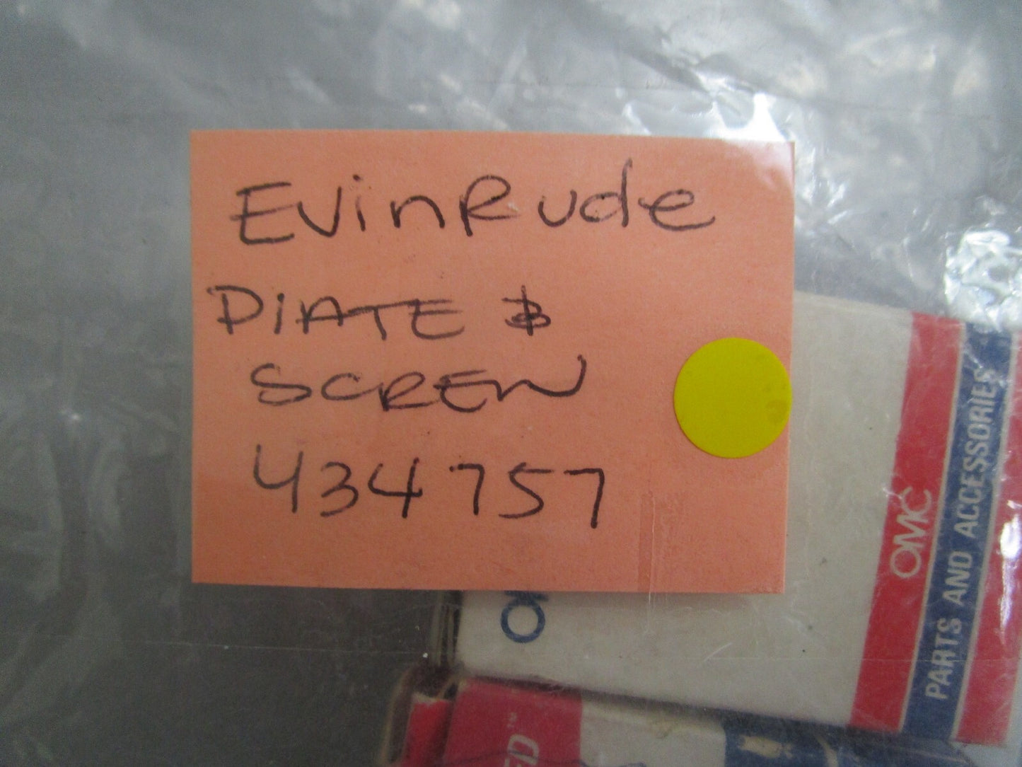 *NEW OEM* 0810 OMC Johnson Evinrude Plate & Screw 434757 0434757