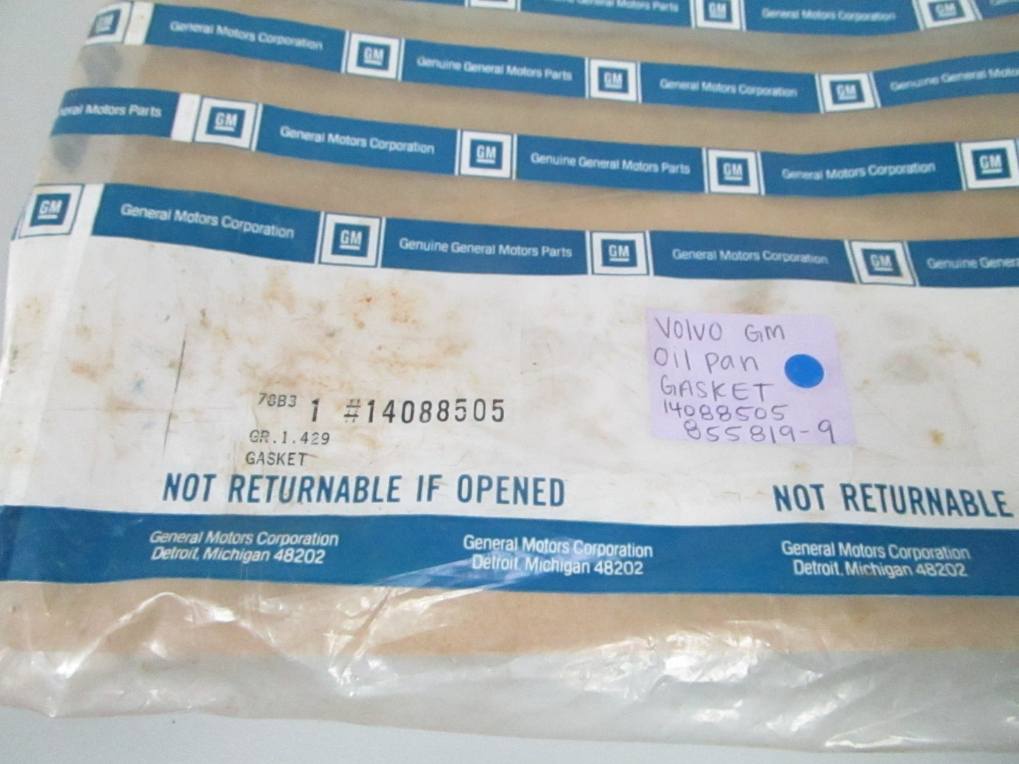 *NEW OEM* 0720 Volvo Penta GM Oil Pan Gasket 14088505 855819-9