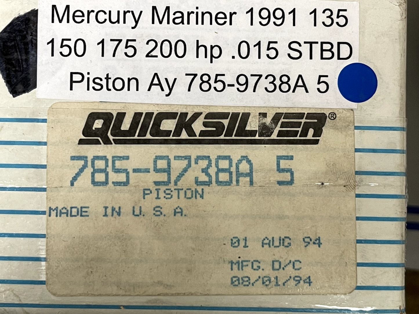 *NEW OEM* 0670 Mercury Mariner 1991 135 150 175 200hp .015 STBD Piston Ay 9738A5