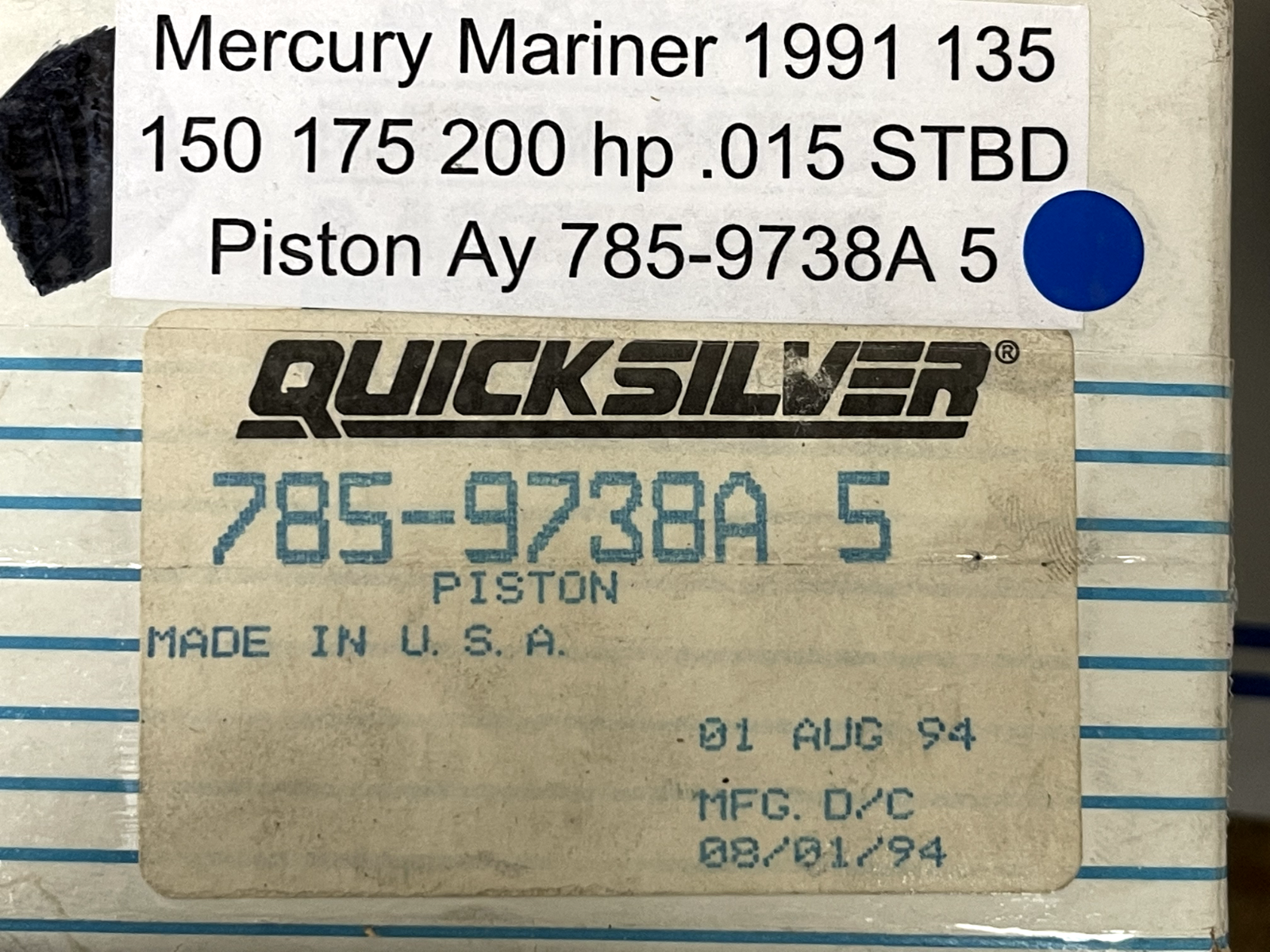 *NEW OEM* 0670 Mercury Mariner 1991 135 150 175 200hp .015 STBD Piston Ay 9738A5