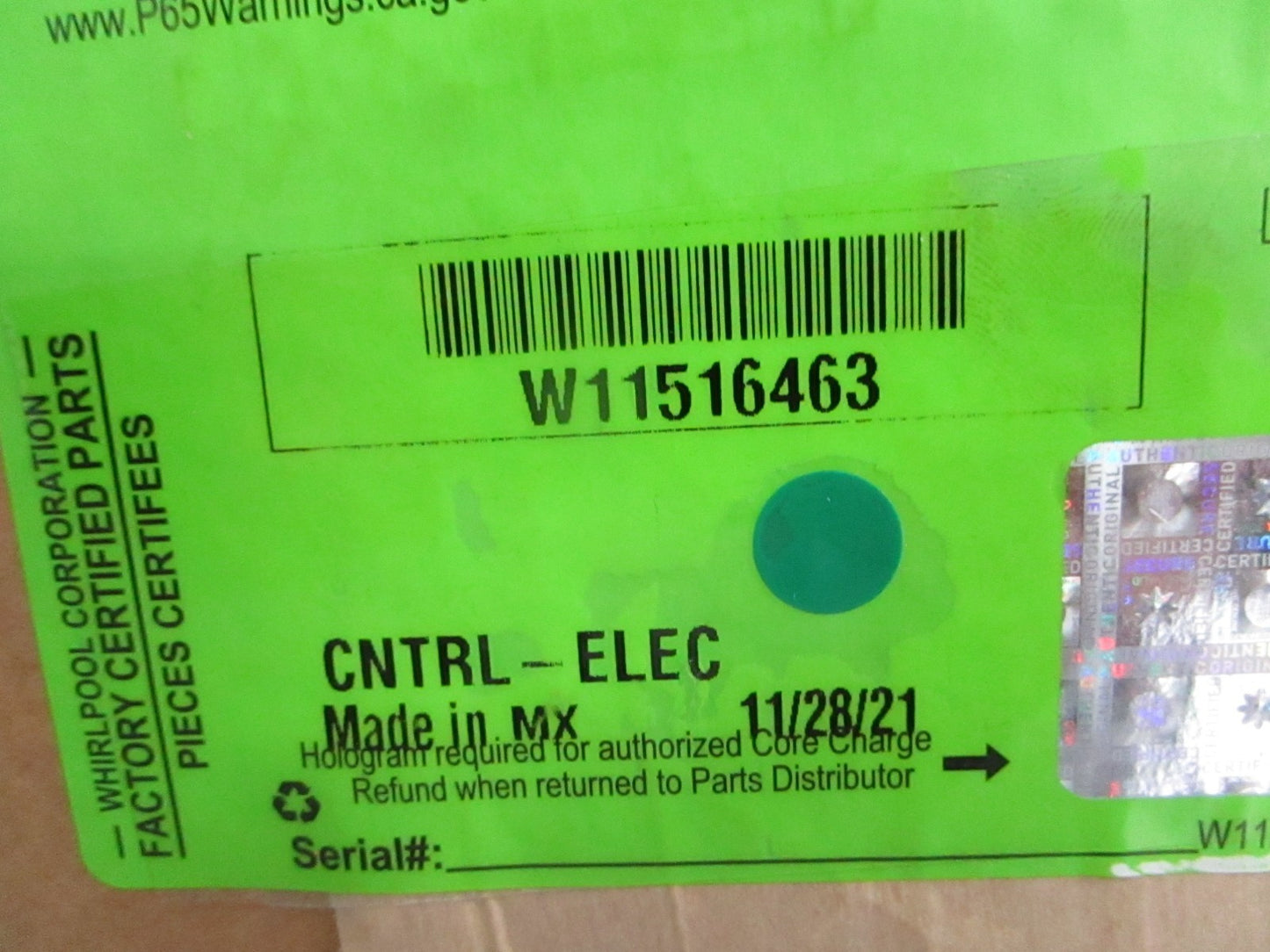Whirlpool W11516463 NEW OEM Range Hood Slider Genuine Factory Part NOS Part 0820