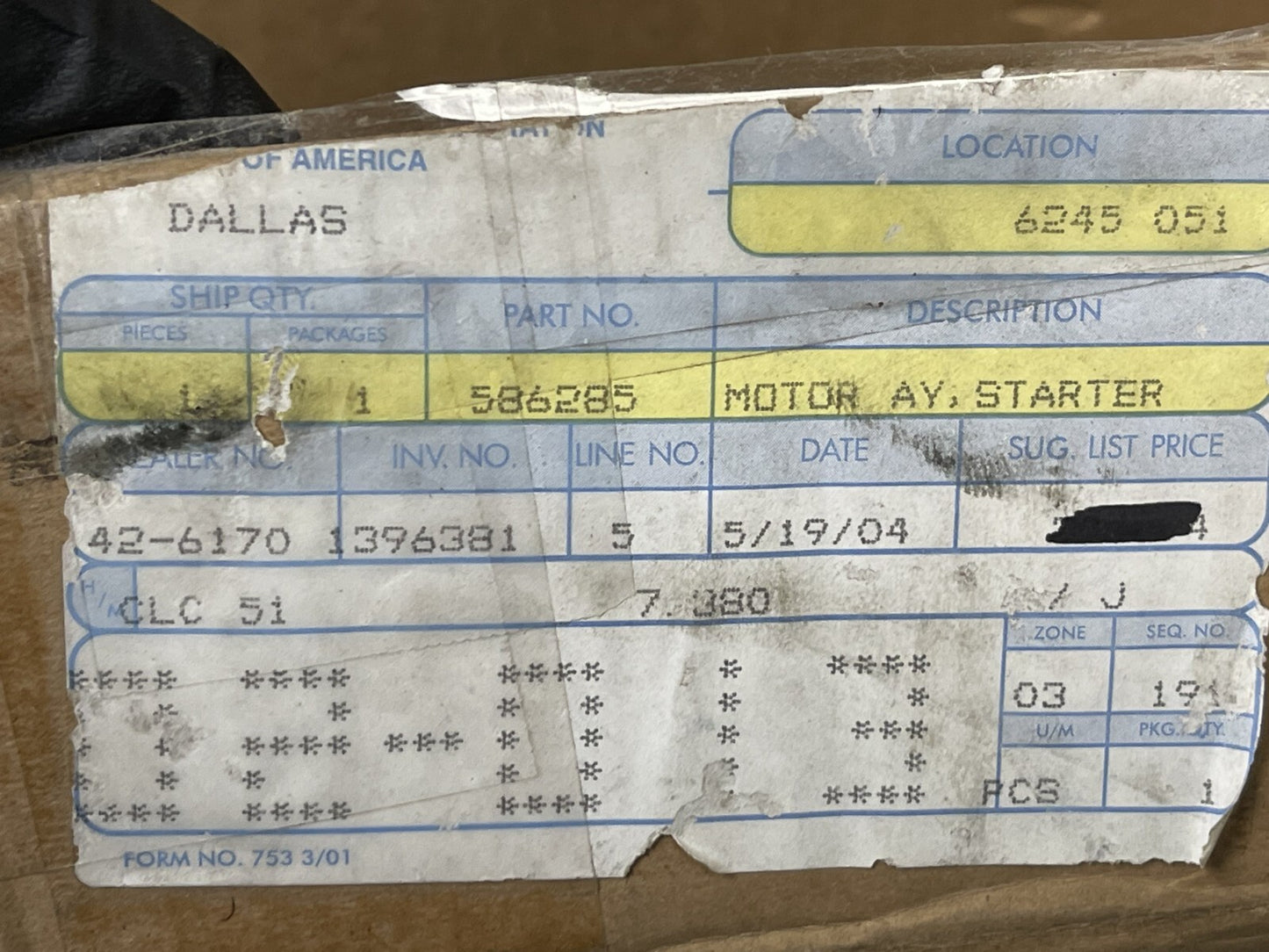 *NEW OEM* 0670 OMC Johnson Evinrude Starter Assembly 0586285 586285